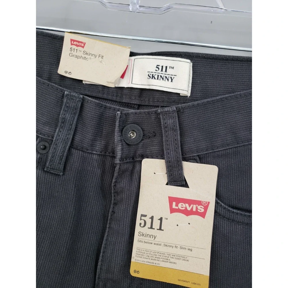 Levi's 511 Skinny Jeans Boys Size 12 Reg 26 X 26 Gray 100% Cotton Denim Corduroy